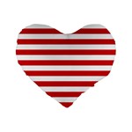 Horizontal Stripes - White and Fire Engine Red Standard 16  Premium Heart Shape Cushion