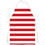 Horizontal Stripes - White and Fire Engine Red Full Print Apron