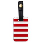 Horizontal Stripes - White and Fire Engine Red Luggage Tag (One Side)