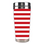 Horizontal Stripes - White and Fire Engine Red Stainless Steel Travel Tumbler