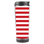 Horizontal Stripes - White and Fire Engine Red Travel Tumbler