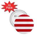 Horizontal Stripes - White and Fire Engine Red 1.75  Button (10 pack)