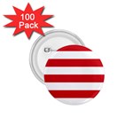 Horizontal Stripes - White and Fire Engine Red 1.75  Button (100 pack)