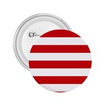 Horizontal Stripes - White and Fire Engine Red 2.25  Button