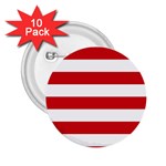 Horizontal Stripes - White and Fire Engine Red 2.25  Button (10 pack)