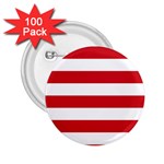 Horizontal Stripes - White and Fire Engine Red 2.25  Button (100 pack)