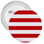 Horizontal Stripes - White and Fire Engine Red 3  Button