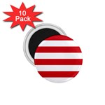 Horizontal Stripes - White and Fire Engine Red 1.75  Magnet (10 pack)