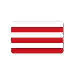 Horizontal Stripes - White and Fire Engine Red Magnet (Name Card)