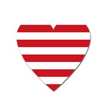 Horizontal Stripes - White and Fire Engine Red Magnet (Heart)