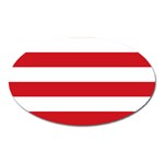 Horizontal Stripes - White and Fire Engine Red Magnet (Oval)