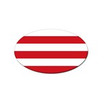 Horizontal Stripes - White and Fire Engine Red Sticker Oval (100 pack)