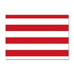 Horizontal Stripes - White and Fire Engine Red Sticker A4 (10 pack)