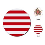 Horizontal Stripes - White and Fire Engine Red Playing Cards (Round)