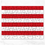 Horizontal Stripes - White and Fire Engine Red Jigsaw Puzzle (Rectangular)