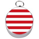 Horizontal Stripes - White and Fire Engine Red Silver Compass