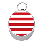 Horizontal Stripes - White and Fire Engine Red Silver Compass (Mini)