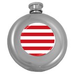 Horizontal Stripes - White and Fire Engine Red Hip Flask (5 oz)