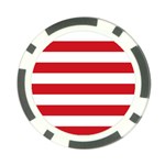 Horizontal Stripes - White and Fire Engine Red Poker Chip Card Guard