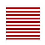 Horizontal Stripes - White and Dark Candy Apple Red Small Satin Scarf  (Square)