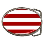 Horizontal Stripes - White and Dark Candy Apple Red Belt Buckle