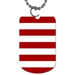 Horizontal Stripes - White and Dark Candy Apple Red Dog Tag (Two Sides)