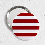 Horizontal Stripes - White and Dark Candy Apple Red 2.25  Handbag Mirror