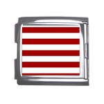 Horizontal Stripes - White and Dark Candy Apple Red Mega Link Italian Charm (18mm)