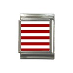 Horizontal Stripes - White and Dark Candy Apple Red Italian Charm (13mm)