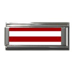 Horizontal Stripes - White and Dark Candy Apple Red Superlink Italian Charm (9mm)