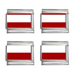 Horizontal Stripes - White and Dark Candy Apple Red 9mm Italian Charm (4 pack)