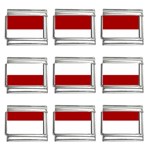 Horizontal Stripes - White and Dark Candy Apple Red 9mm Italian Charm (9 pack)