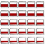 Horizontal Stripes - White and Dark Candy Apple Red 9mm Italian Charm (25 pack)