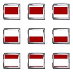 Horizontal Stripes - White and Dark Candy Apple Red Mega Link Italian Charm (9 pack)