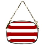 Horizontal Stripes - White and Dark Candy Apple Red Chain Purse (Two Sides)