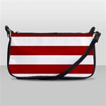 Horizontal Stripes - White and Dark Candy Apple Red Shoulder Clutch Bag