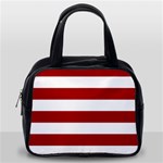 Horizontal Stripes - White and Dark Candy Apple Red Classic Handbag (One Side)