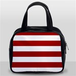 Horizontal Stripes - White and Dark Candy Apple Red Classic Handbag (Two Sides)