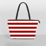 Horizontal Stripes - White and Dark Candy Apple Red Classic Shoulder Handbag (Two Sides)