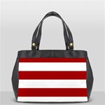 Horizontal Stripes - White and Dark Candy Apple Red Classic Oversize Office Handbag (Two Sides)