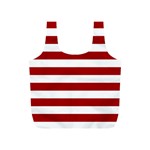 Horizontal Stripes - White and Dark Candy Apple Red Full Print Recycle Bag (S)