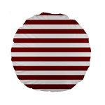 Horizontal Stripes - White and Dark Red Standard 15  Premium Round Cushion