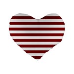 Horizontal Stripes - White and Dark Red Standard 16  Premium Flano Heart Shape Cushion