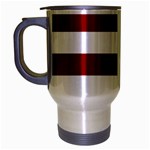 Horizontal Stripes - White and Dark Red Travel Mug (Silver Gray)