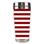 Horizontal Stripes - White and Dark Red Stainless Steel Travel Tumbler