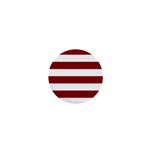 Horizontal Stripes - White and Dark Red 1  Mini Magnet