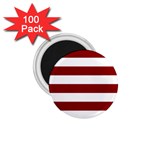 Horizontal Stripes - White and Dark Red 1.75  Magnet (100 pack)