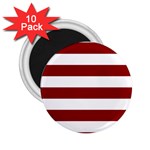 Horizontal Stripes - White and Dark Red 2.25  Magnet (10 pack)