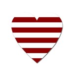 Horizontal Stripes - White and Dark Red Magnet (Heart)