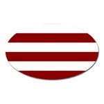 Horizontal Stripes - White and Dark Red Magnet (Oval)